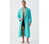 British Boxers Men's "New York Turquoise Stripe" Crisp Cotton Dressing Gown | Size: Medium British Boxers Turquoise M