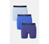 British Boxers Men's Pack of Three "Storm Blues" Keyhole Stretch Trunks in Dark Blue | Size: Small British Boxers Dark Blue S