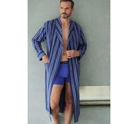 British Boxers Men's "Royal Regimental" Satin Stripe Cotton Dressing Gown in Dark Blue | Size: 2XL British Boxers Dark Blue 2XL