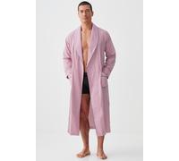 British Boxers Men's Crisp Cotton Dressing Gown - St James Red Pinstripe - LARGE