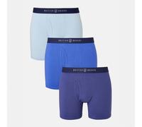 British Boxers Men's Three-Pack Keyhole Stretch Trunks - Storm Blues - SMALL