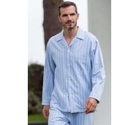 'Westwood' Stripe Brushed Cotton Pyjama Set British Boxers Light Blue XL