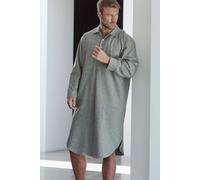 British Boxers Men's 'Whitby Jet' Herringbone Brushed Cotton Nightshirt in Dark Grey | Size: Large British Boxers Dark Grey L