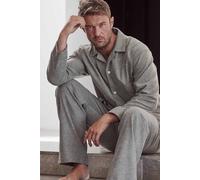British Boxers Men's 'Whitby Jet' Herringbone Brushed Cotton Pyjama Set in Dark Grey | Size: Large British Boxers Dark Grey L