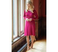 British Boxers "merry Cherry" Bamboo Long Sleeve Nightdress In Raspberry Raspberry