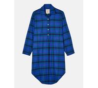British Boxers "midnight" Tartan Brushed Cotton Nightshirt In Dark Blue Dark Blue XS