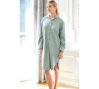 British Boxers "moss" Herringbone Brushed Cotton Nightshirt In Dark Green Dark Green XS