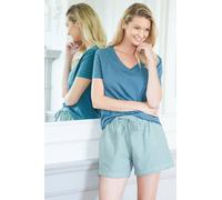 British Boxers "moss" Herringbone Brushed Cotton Sleep Shorts In Dark Green