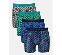 British Boxers Multipack 4 Pairs of Men's Bamboo Stretch Trunks - Minimalist Geometric - LARGE