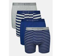 British Boxers Multipack 4 Pairs of Men's Bamboo Stretch Trunks - Navy & Grey Marl Stripes - XXX-LARGE