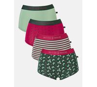 British Boxers Multipack! 4 Pairs of Women's Bamboo Hipster Boxer Briefs - Forest Berry - X-SMALL