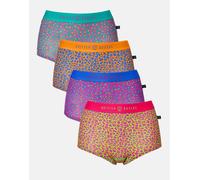 British Boxers Multipack 4 Pairs of Women's Bamboo Hipster Boxer Briefs - Wild Cat - 4X-LARGE