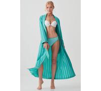 British Boxers "new York Turquoise Stripe" Crisp Cotton Dressing Gown Turquoise