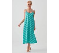 British Boxers "new York Turquoise Stripe" Crisp Cotton Strappy Nightdress Turquoise S