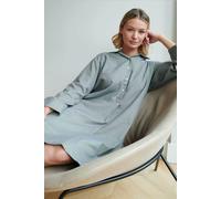 British Boxers "orkney" Herringbone Brushed Cotton Nightshirt In Light Green Light Green S