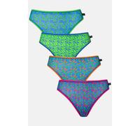 British Boxers Pack Of Four "boom Bloom" High Leg Knickers In Bright Blue Bright Blue