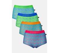 British Boxers Pack Of Four "boom Bloom" Hipster Boxer Briefs In Bright Blue Bright Blue XS