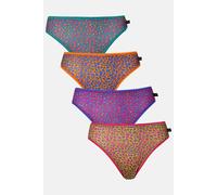 British Boxers Pack Of Four "wild Cat" High Leg Knickers Multi