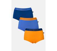 British Boxers Pack Of Three "citron Blue" Cotton Hipster Boxer Briefs In Dark Blue