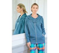 British Boxers "petrol" Cotton Zip-Up Hoodie In Teal Teal L