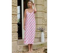 British Boxers "picnic Pink" Stripe Crisp Cotton Strappy Nightdress In Light Pink Light Pink M