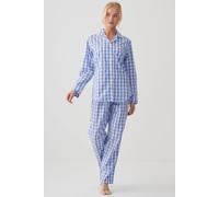 "Schoolhouse Blue" Gingham Crisp Cotton Pyjama Set British Boxers Light Blue M