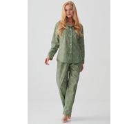 British Boxers "shrub Sage Flower" Crisp Cotton Pyjama Set In Pale Green Pale Green