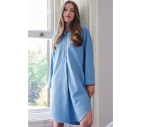 British Boxers "sky Blue Herringbone" Brushed Cotton Nightshirt In Light Blue Light Blue
