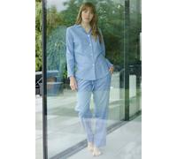 British Boxers "staffordshire Blue" Herringbone Brushed Cotton Pyjama Set In Light Blue Light Blue