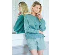 British Boxers "thyme" Cotton Lounge Sweatshirt In Dark Green Dark Green S