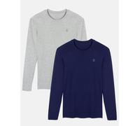 British Boxers Two-pack Men's Bamboo Long Sleeve T-Shirts - Navy & Grey Marl - LARGE
