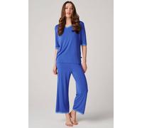 British Boxers "ultra Blue" Bamboo Lace Pyjama Set In Bright Blue Bright Blue