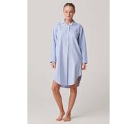 British Boxers 'westwood' Blue Stripe Brushed Cotton Nightshirt In Light Blue Light Blue