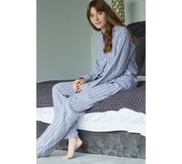 British Boxers "westwood Pebble" Stripe Brushed Cotton Pyjama Set In Light Grey Light Grey XXL