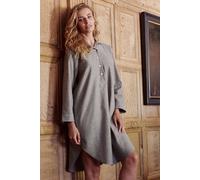 British Boxers 'whitby Jet' Herringbone Brushed Cotton Nightshirt In Dark Grey Dark Grey