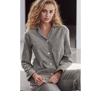 British Boxers 'whitby Jet' Herringbone Brushed Cotton Pyjama Set In Dark Grey Dark Grey XXL
