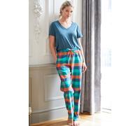 British Boxers Women's "Acorn Squash" Check Brushed Cotton Pyjama Trousers in Teal | Size: XL British Boxers Teal XL