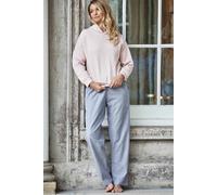 British Boxers Women's 'Ash Grey' Herringbone Brushed Cotton Pyjama Trousers in Light Grey | Size: Medium British Boxers Light Grey M