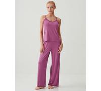 British Boxers Women's Bamboo Lace Camisole Pyjama Set - Rose Romantic - PETITE