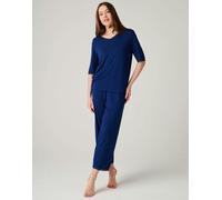 British Boxers Women's Bamboo Lace Pyjama Set - Navy Peony - LARGE
