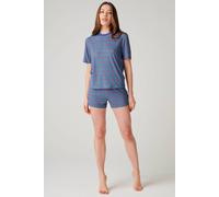 British Boxers Women's "Boom Bloom" Bamboo Short Pyjama Set in Blue | Size: 8 British Boxers Blue 8