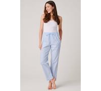 British Boxers Women's "Breezy Blue Satin Stripe" Crisp Cotton Pyjama Trousers in Baby Blue | Size: Medium British Boxers Baby Blue M