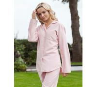 British Boxers Women's Brushed Cotton Pyjama Set - Powder Pink Herringbone - PETITE