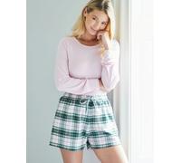 British Boxers Women's Brushed Cotton Sleep Shorts - Burnet Rose Tartan - MEDIUM