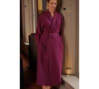 British Boxers Women's 'Cahors' Herringbone Brushed Cotton Dressing Gown in Burgundy | Size: Large British Boxers Burgundy L