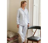 British Boxers Women's Crisp Cotton Pyjama Set - Pearl Blue Herringbone - PETITE