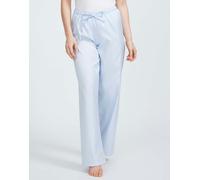 British Boxers Women's Crisp Cotton Pyjama Trousers - Pearl Blue Herringbone - PETITE