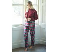 British Boxers Women's "Gaia" Tartan Brushed Cotton Pyjama Trousers in Burgundy | Size: XL British Boxers Burgundy XL