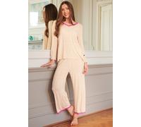 British Boxers Women's "Leopard Rose" Bamboo Lace Relaxed Pyjama Set in Pink | Size: 20 British Boxers Pink 20