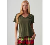 British Boxers Women's Organic Cotton V-Neck T-Shirt - Khaki - LARGE